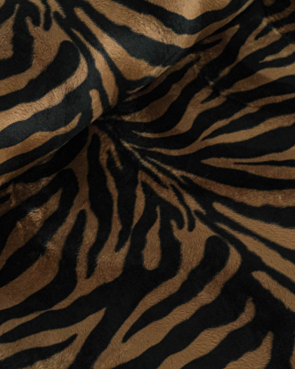 Tissu Fausse Fourrure Imitation Tigre Chocolat - Mercerine