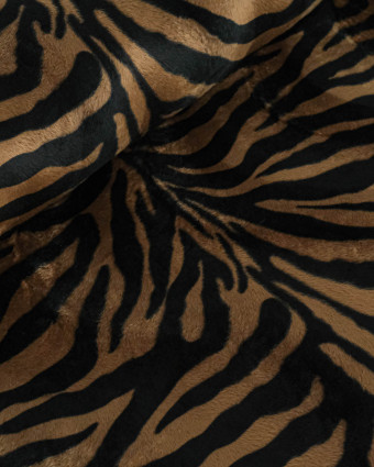 Tissu Fausse Fourrure Imitation Tigre Chocolat - Mercerine