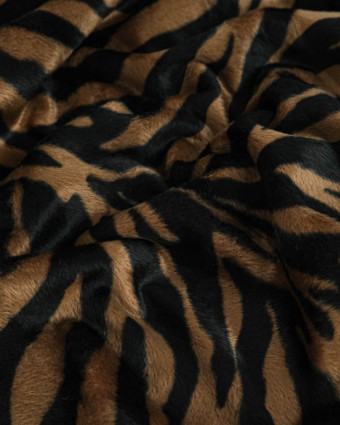 Tissu Fausse Fourrure Imitation Tigre Chocolat - Mercerine