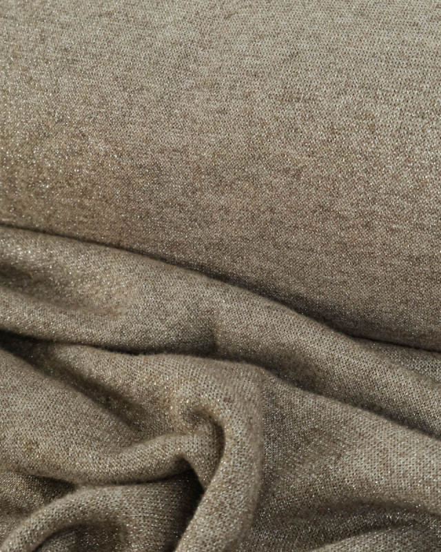 Tissu Maille Taupe Lurex Argent - Mercerine