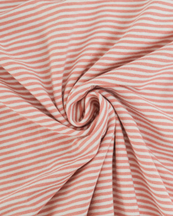 Tissu Jersey Fines Rayures Vieux Rose - Mercerine