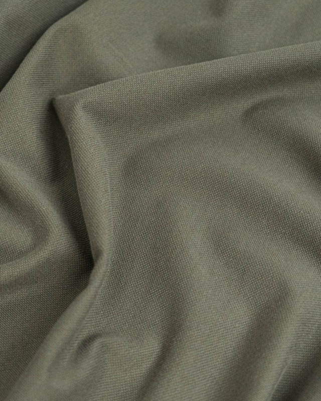 Tissu Polo Maille Piquée Kaki - Mercerine