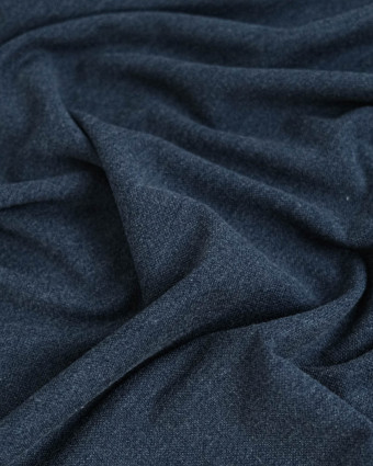 Tissu polo maille piquée bleu jean - Mercerine