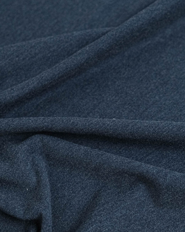 Tissu polo maille piquée bleu jean - Mercerine