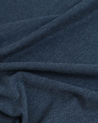 Tissu polo maille piquée bleu jean - Mercerine