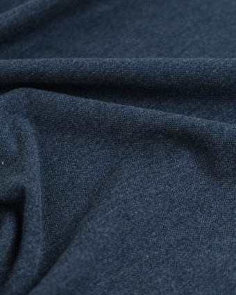 Tissu polo maille piquée bleu jean - Mercerine