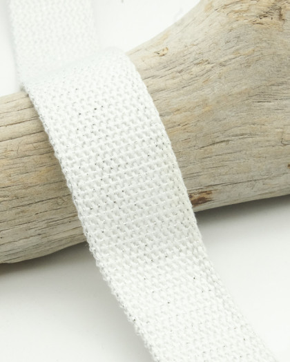 Sangle Blanc Lurex Argent / Or 3cm Coton - Mercerine