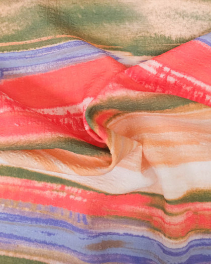 Tissu Léger Stretch Texturé Tie And Dye Multicolore - Mercerine