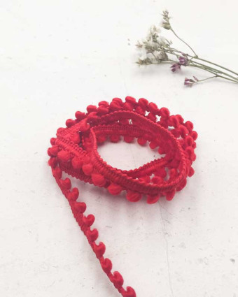 Galon mini pompon rouge x1m