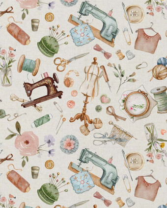 Tissu Coton Imprimé Passionné de Couture - Mercerine