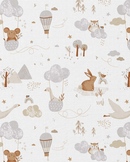 Tissu Coton Imprimé Animaux Rêveurs - Mercerine