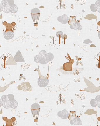 Tissu Coton Imprimé Animaux Rêveurs - Mercerine