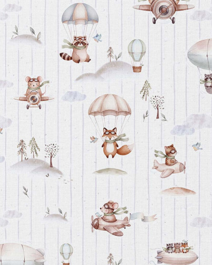 Tissu Coton Imprimé Animaux Aviateurs - Mercerine