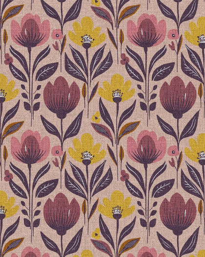 Demi Natte Tulipes Rose et Jaune - Mercerine