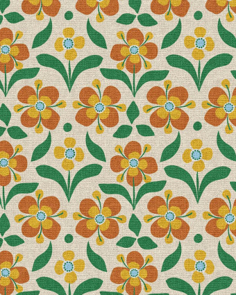 Demi Natte Fleurs Rétro Fond Ecru - Mercerine