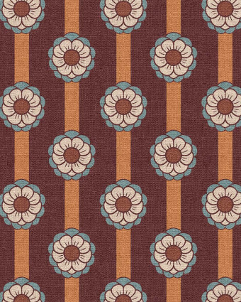 Demi Natte Motif Fleurs à Rayures Bordeaux - Mercerine