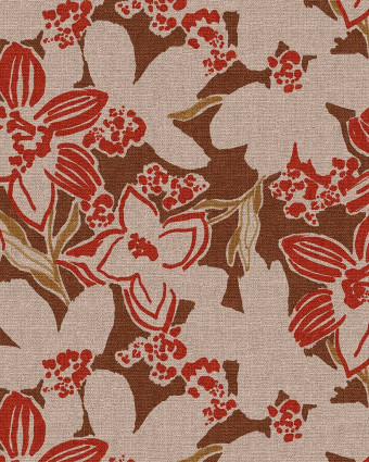 Demi Natte Motif Fleurs Abstraites Chocolat - Mercerine