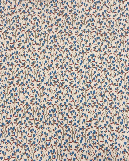 Tissu Double Gaze Petites Fleurs Bleu Fond Ecru - Mercerine