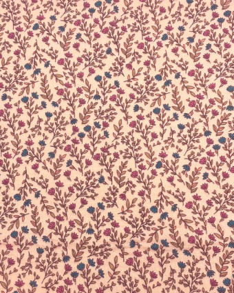 Tissu Double Gaze Petites Fleurs Rose Saumon - Mercerine