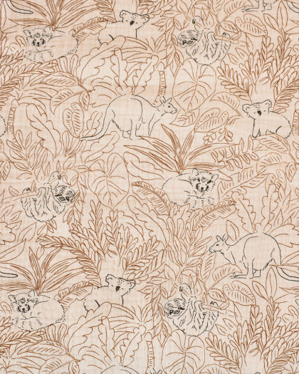 Tissu Double Gaze Panda et Kangourou Beige - Mercerine