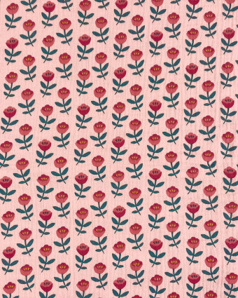 Tissu Double Gaze Motif Rose - Mercerine