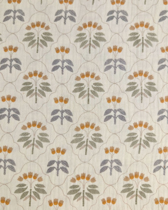 Tissu Double Gaze Motif Fleuri Ecru - Mercerine