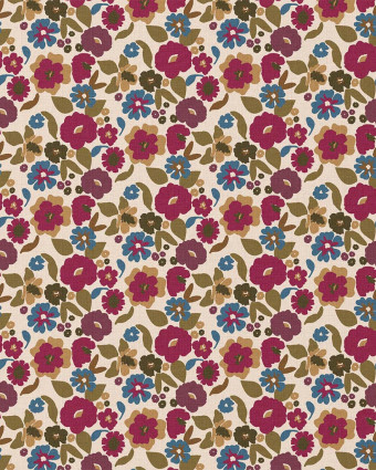 Tissu Coton Motif Jany Ecru - Mercerine