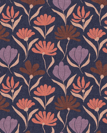 Tissu Coton Motif Reine Bleu Rouge - Mercerine