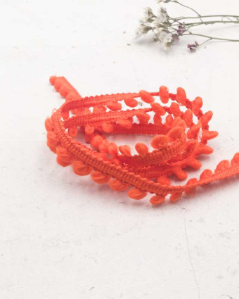 Galon mini pompons orange au mètre - Mercerine
