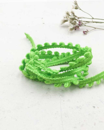 Galon mini pompon vert pomme x1m