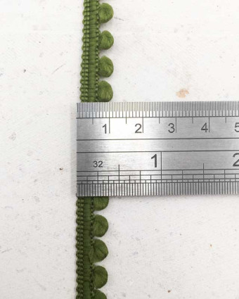 Galon mini pompon vert kaki x1m