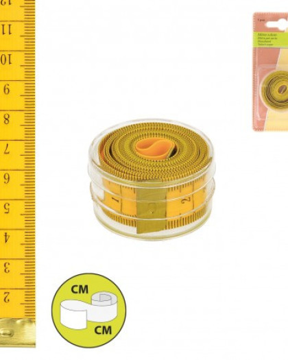 Metre Ruban Boite Ronde Jaune - 1,50m - Mercerine