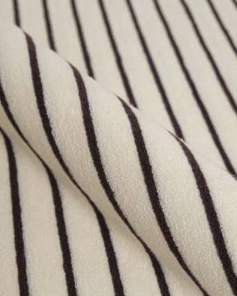 Jersey Mini Eponge Fines Rayures Ecru Ecorce - Mercerine