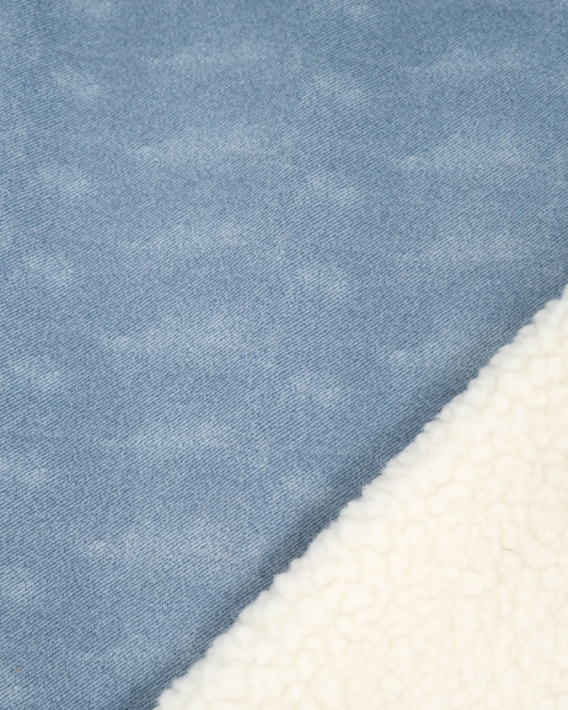 Tissu Denim Envers Sherpa Montana Bleu - Mercerine