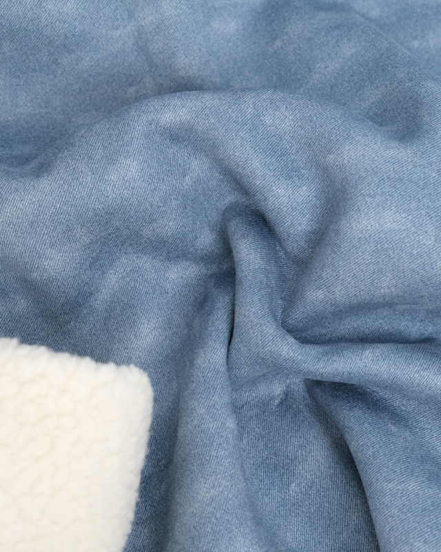 Tissu Denim Envers Sherpa Montana Bleu - Mercerine