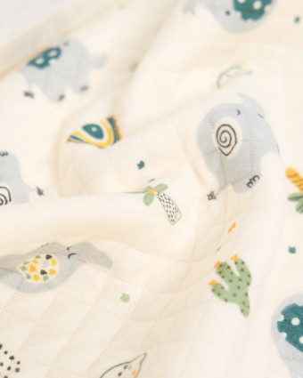 Jersey Matelassé Imprimé Pako l'Eléphant - Mercerine