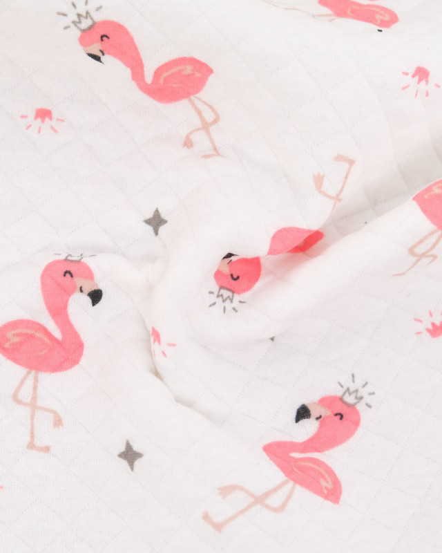 Jersey Matelassé Imprimé Rosy Le Flamand - Mercerine