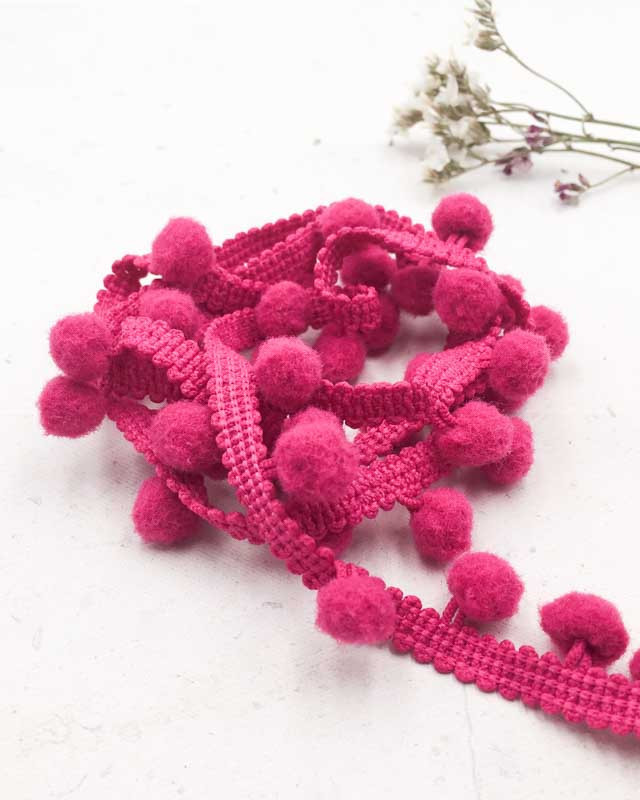 Galon pompon rose fuschia x1m - Mercerine