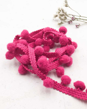 Galon pompon rose fuschia x1m - Mercerine