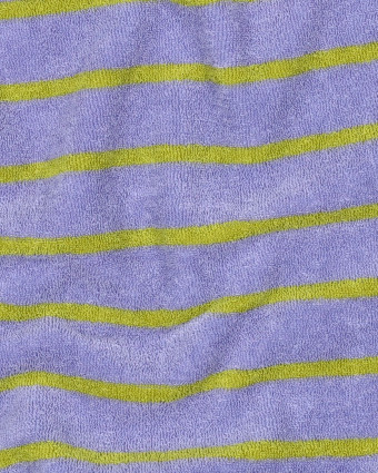 Jersey Mini Eponge à Rayures Lilas et Citron Vert - Mercerine