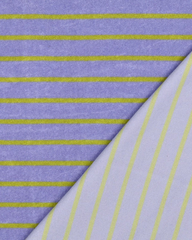 Jersey Mini Eponge à Rayures Lilas et Citron Vert - Mercerine
