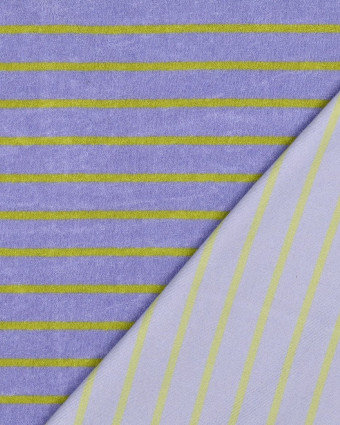 Jersey Mini Eponge à Rayures Lilas et Citron Vert - Mercerine
