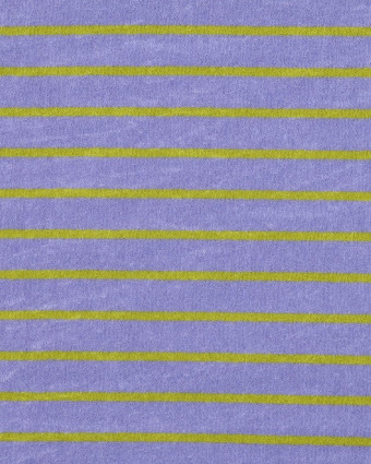 Jersey Mini Eponge à Rayures Lilas et Citron Vert - Mercerine