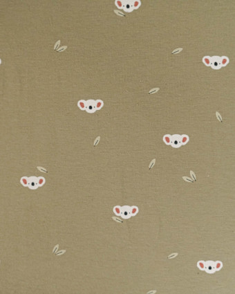 Jersey Coton Olive Imprimé Koala - Mercerine