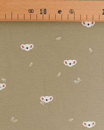 Jersey Coton Olive Imprimé Koala - Mercerine