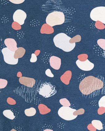 Tissu Jersey de Coton Marine Motif Caillou - Mercerine