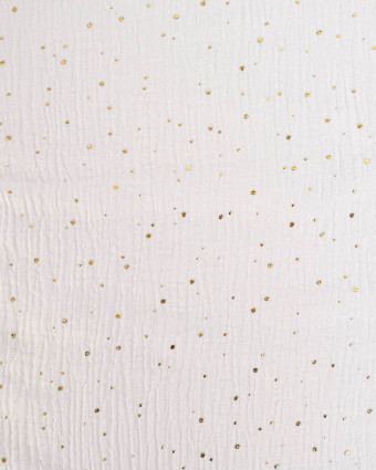 Tissu Double Gaze Blanc à Pois Or - Mercerine