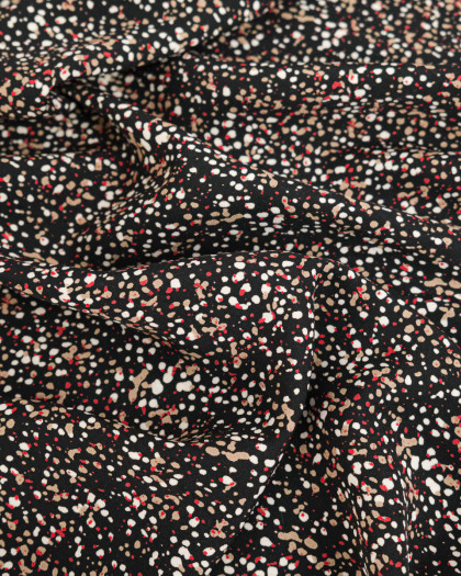 Tissu imprimé pois organique fond noir - Mercerine