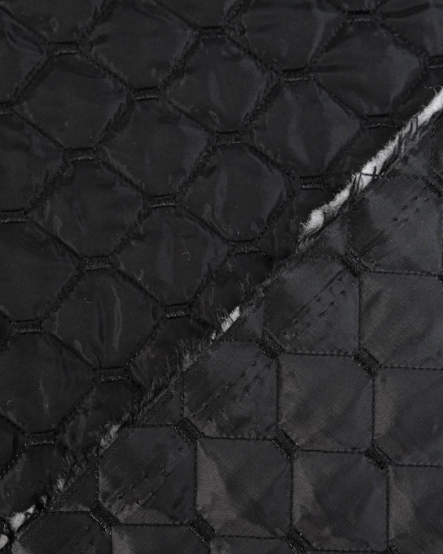 Tissu Matelassé Noir Vernis - Mercerine