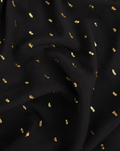 Tissu Viscose Noir Détail Doré - Mercerine
